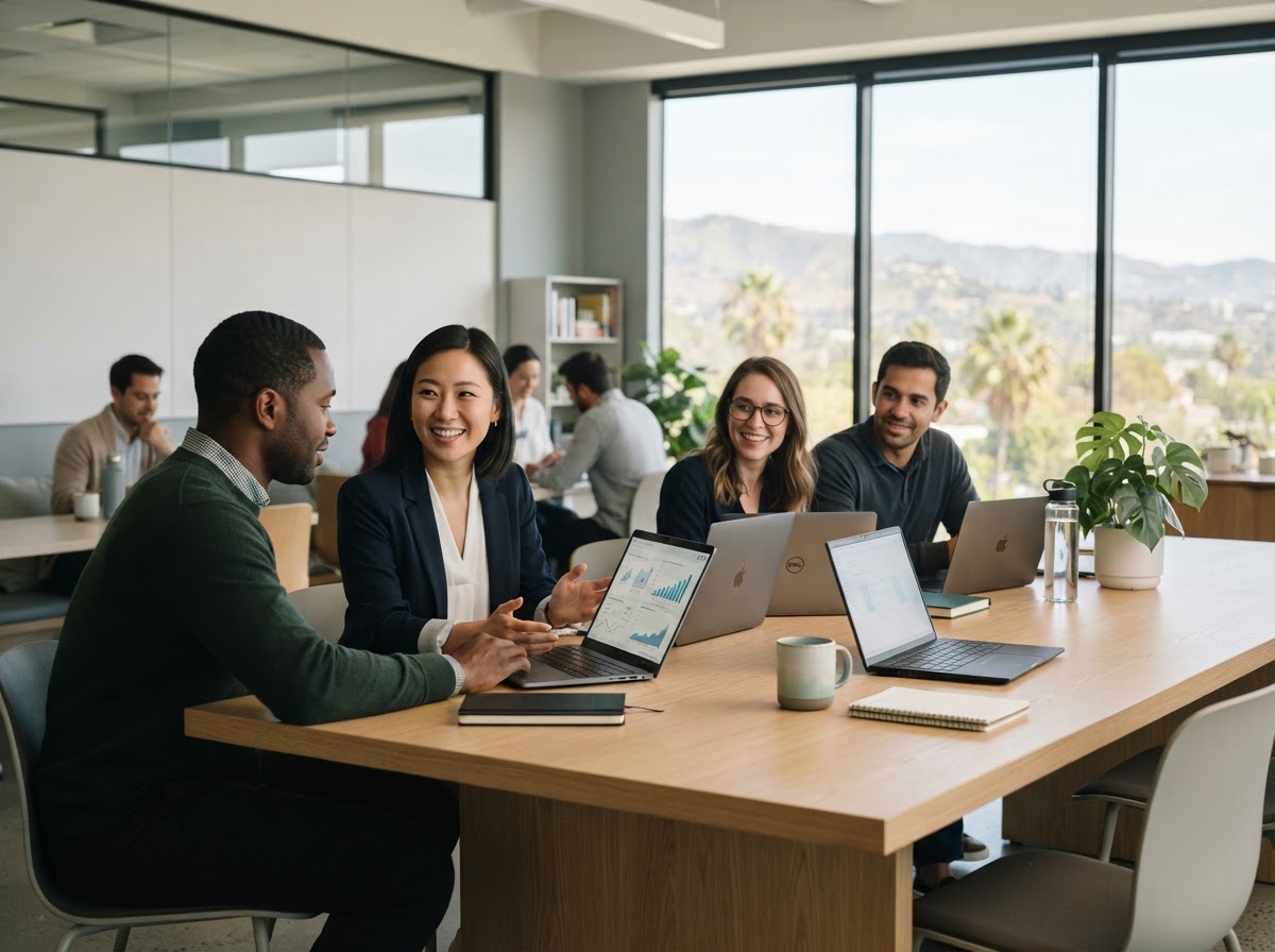 O'Shares Invest analysts reviewing AI-generated data models on screen